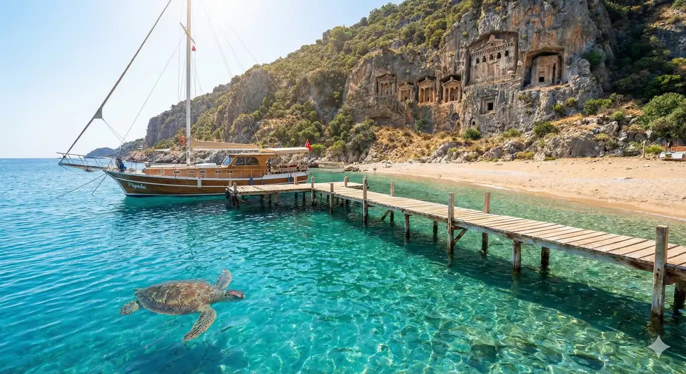 Limanağzı Koyu (Kaş): Kaş'ın Karşı Yakası ve Piyade Tekneleri