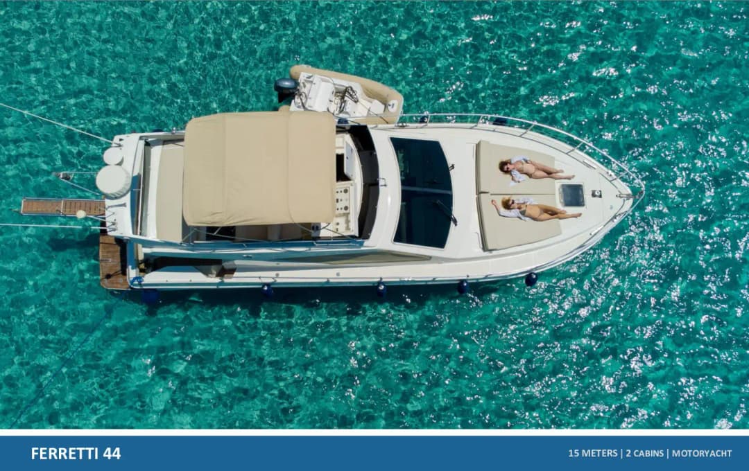 Bodrum’da 2 Kabinli Şık Motoryat: Ferretti 44 ile Huzurlu Bir Gün