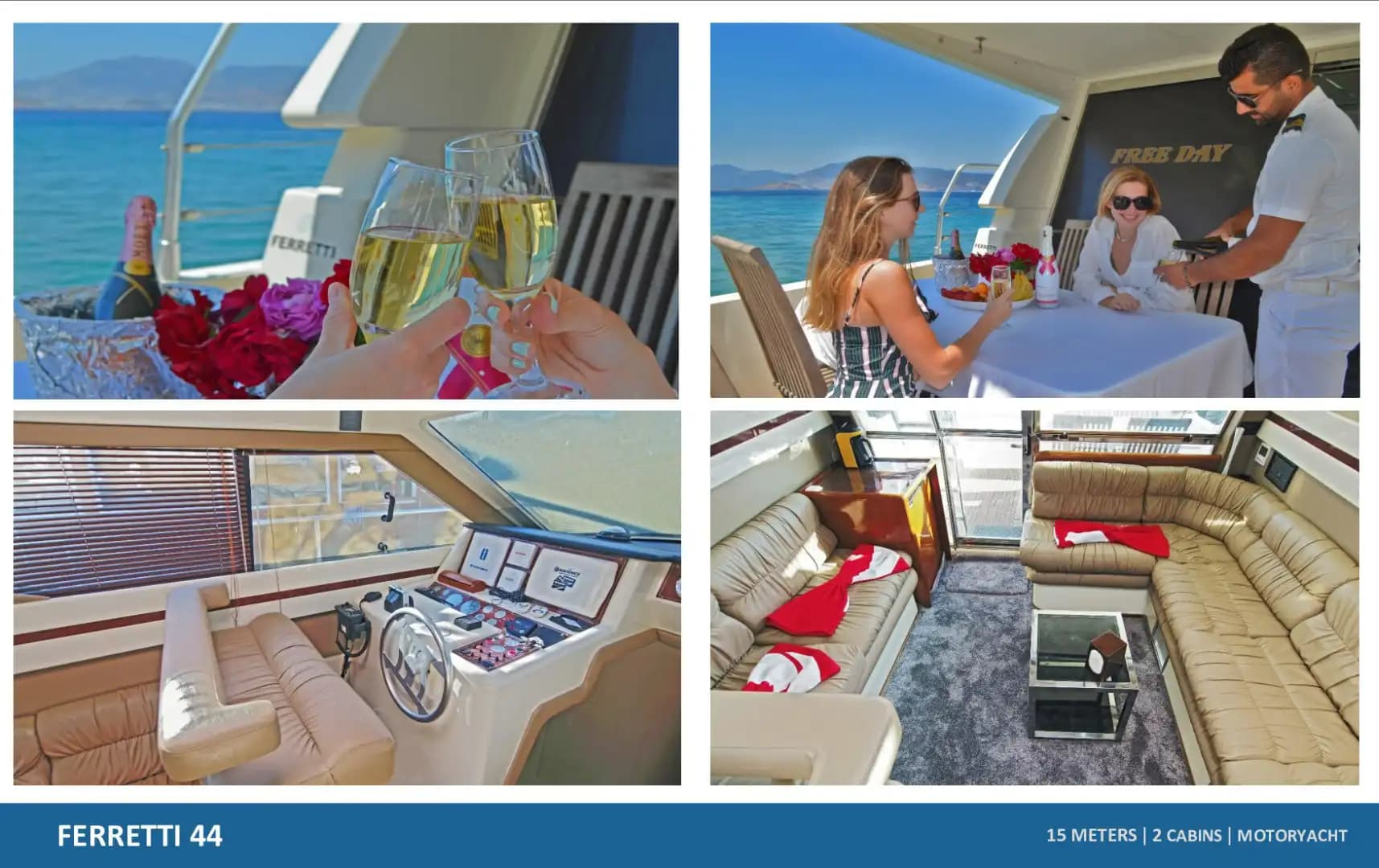Bodrum’da 2 Kabinli Şık Motoryat: Ferretti 44 ile Huzurlu Bir Gün 3