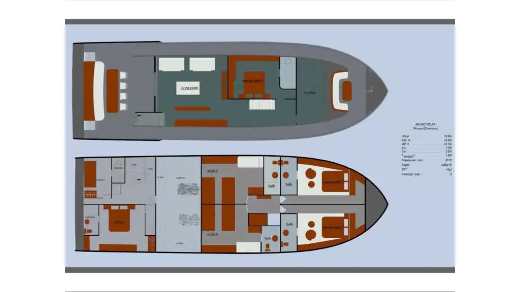 2023 Model Ultra Lüks Motoryat: Ana Güvertede Master Kabin Ayrıcalığı (28m, 12 Kişi) 9